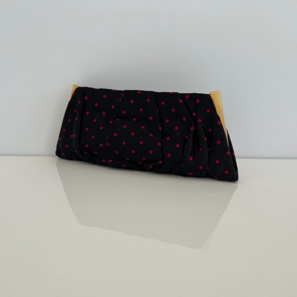 DOLCE & GABBANA BLACK AND RED POLKA DOT HARD GOLD CASE CLUTCH NWOTS! - Picture 9 of 17